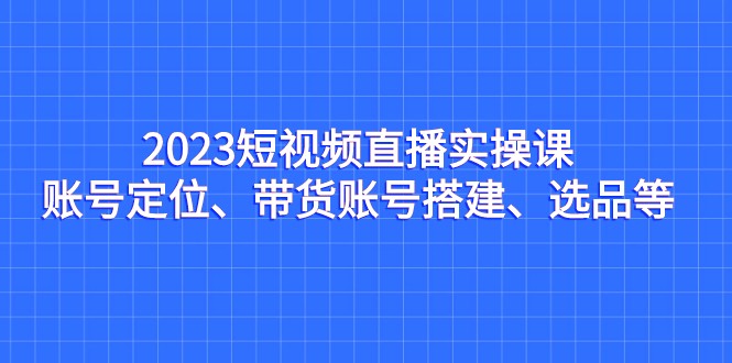 2023短视频直播实操课，账号定位、带货账号搭建、选品等-创淘项目网