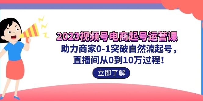 2023视频号-电商起号运营课 助力商家0-1突破自然流起号 直播间从0到10w过程-创淘项目网