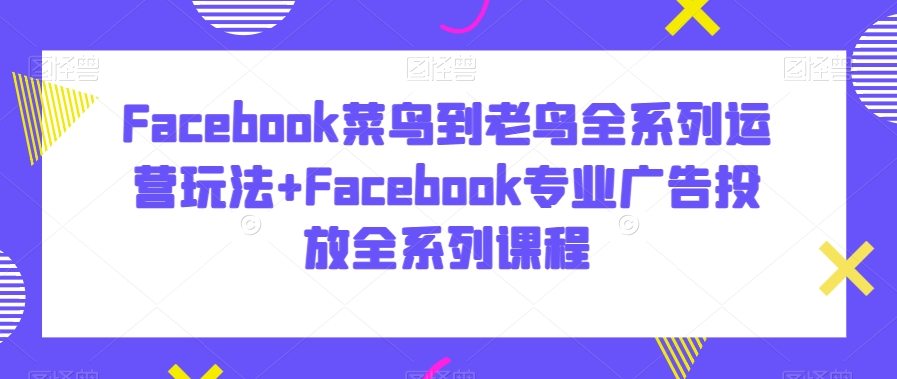 FACEBOOK菜鸟到老鸟全系列运营玩法+FACEBOOK专业广告投放全系列课程-创淘项目网