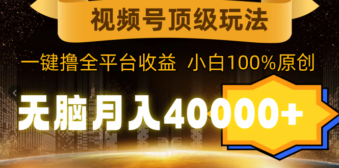 视频号顶级玩法，无脑月入40000+，一键撸全平台收益，纯小白也能100%原创-创淘项目网