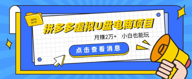拼多多虚拟U盘电商:月赚2万 ,红利项目,普通小白也能玩 -1 拼多多虚拟U盘电商:月赚2万 ,红利项目,普通小白也能玩 -1
