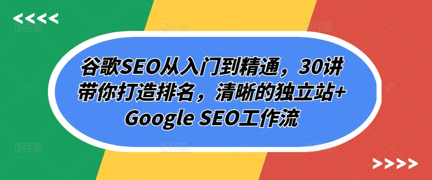 谷歌SEO课程：从入门到精通，30讲带你打造排名，清晰的独立站提升网站排名技巧全解析-创淘项目网