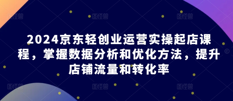 2024京东轻创业运营实操起店课程，掌握数据分析和优化方法，提升店铺流量和转化率-创淘项目网