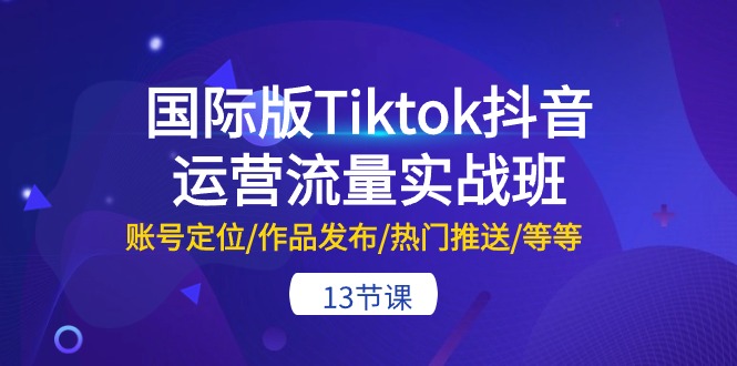 国际版Tiktok抖音运营流量实战班：账号定位/作品发布/热门推送/等等-13节-创淘项目网