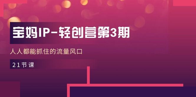 宝妈IP-轻创营第3期，人人都能抓住的流量风口（21节课）-创淘项目网