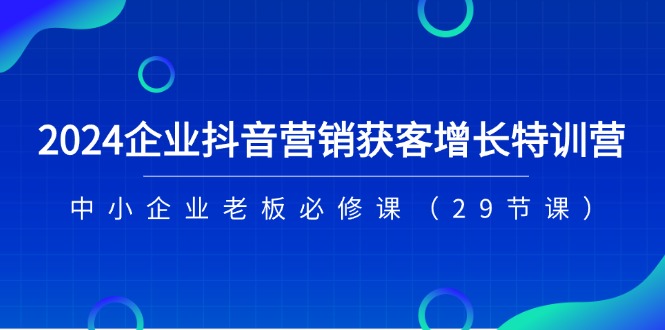2024企业抖音-营销获客增长特训营，中小企业老板必修课（29节课）-创淘项目网