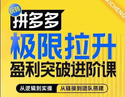 拼多多极限拉升盈利突破进阶课，​从算法到玩法，从玩法到团队搭建，体系化系统性帮助商家实现利润提升-创淘项目网