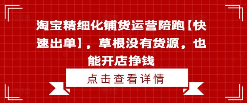 淘宝精细化铺货运营陪跑【快速出单】，草根没有货源，也能开店挣钱-创淘项目网