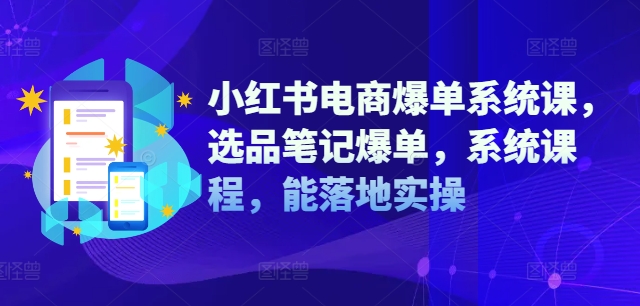 小红书电商爆单系统课，选品笔记爆单，系统课程，能落地实操-创淘项目网