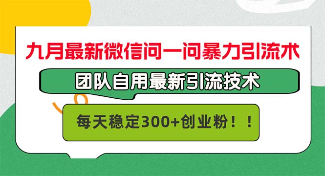 九月最新微信问一问暴力引流术，团队自用引流术，每天稳定300+-创淘项目网