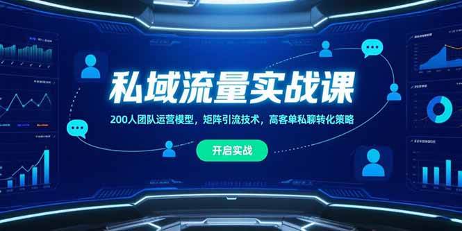私域流量实战课，200人团队运营模型，矩阵引流技术，高客单私聊转化策略-创淘项目网