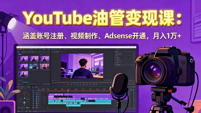 2025YouTube油管变现课：涵盖账号注册、视频制作、Adsense开通，月入1万+-创淘项目网