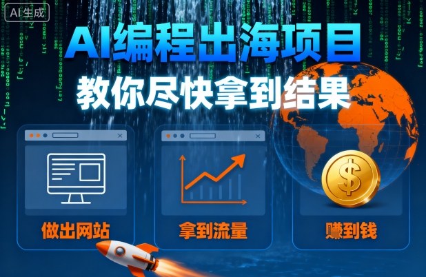AI编程出海项目,教你尽快拿到结果-做出网站、拿到流量、賺到钱 AI编程出海项目,教你尽快拿到结果-做出网站、拿到流量、賺到钱
