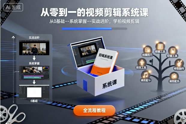 从零到一的视频剪辑系统课，从0基础–系统掌握–实战进阶，学拍视频剪辑-创淘项目网