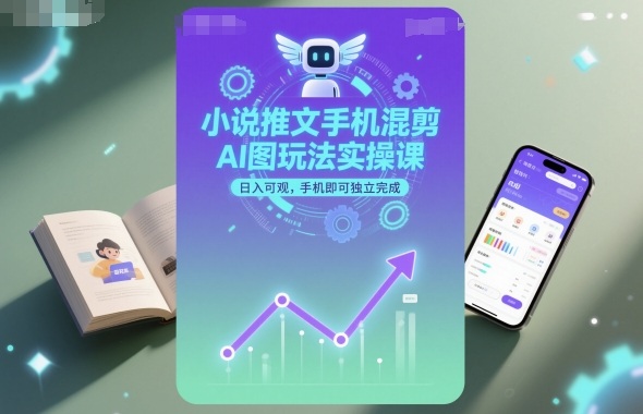 小说推文手机混剪AI图玩法实操课，日入可观，手机即可独立完成-创淘项目网