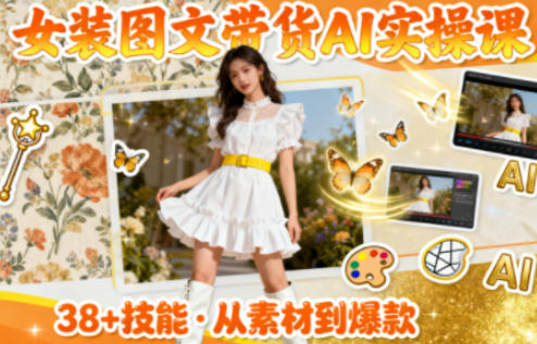 女装图文带货的AI实操课，覆盖38个实用技能，快速提升素材制作效率-创淘项目网