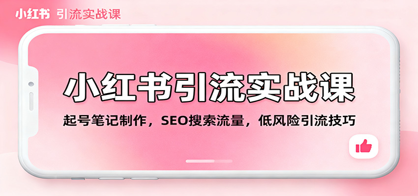 小红书引流实战课：起号笔记制作，SEO搜索流量，低风险引流技巧-创淘项目网