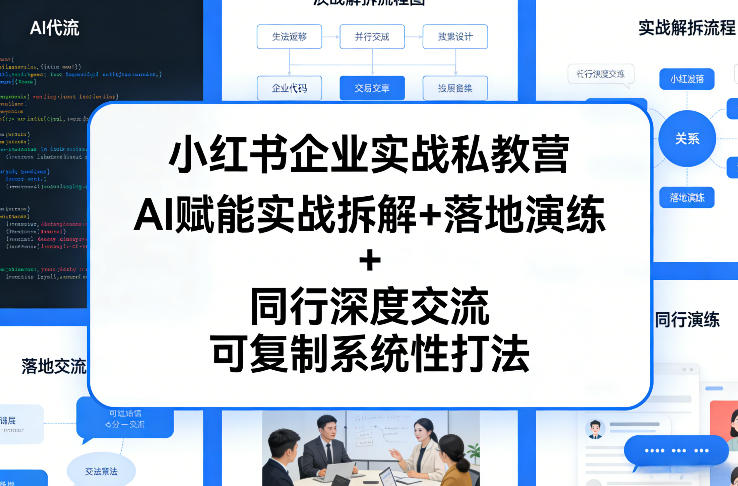 小红书企业实战私教营，AI赋能实战拆解+落地演练+同行深度交流，可复制系统性打法-创淘项目网